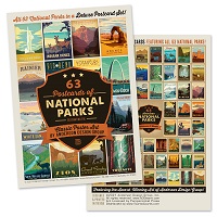 Pumpernickle Postcard Pack - 63 Illustrated National Parks